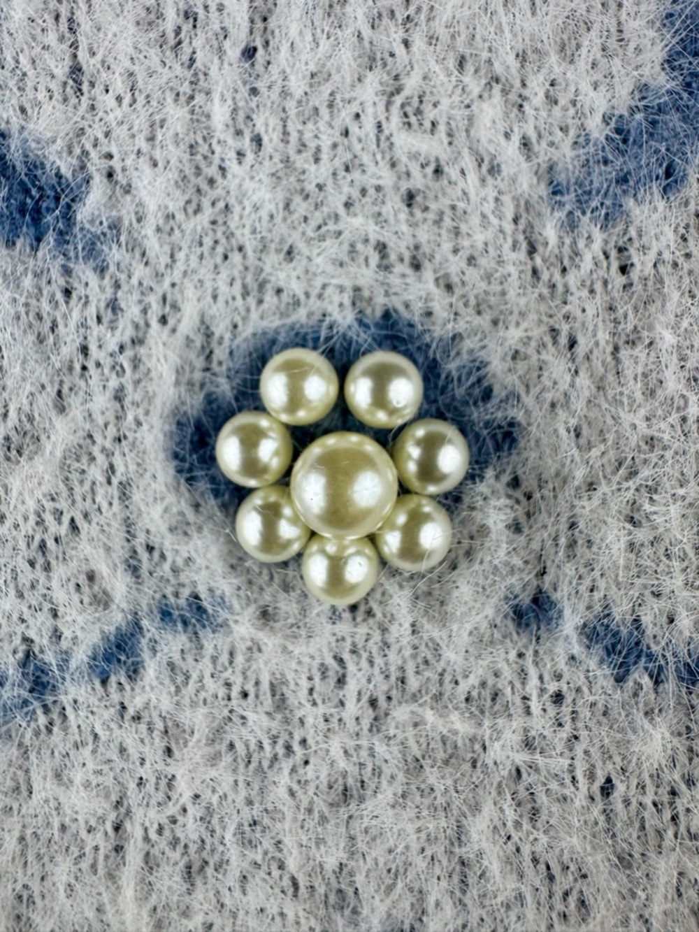 Emma’s Expressions Floral Embellished Blue Crewneck Sweater - Picture 5 of 6